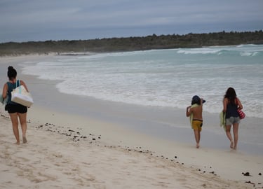 Multi-generational family enjoying a guided Galapagos nature experience