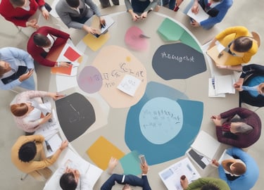 A serene office space with plants and soft lighting.