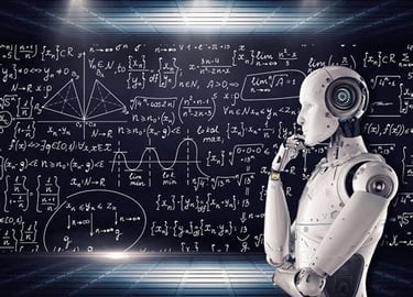 Photo monatge d'un robot en pleine concentration
