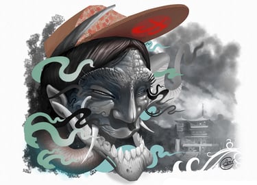 ILUSTRACION DE UNA HANNYA PARA UN TATUAJE