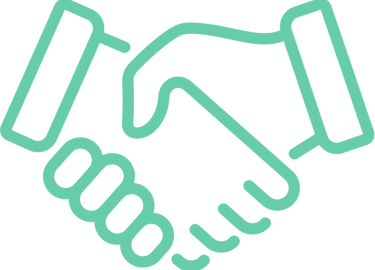Handshake icon representing ethical conduct, trust, and transparency in every interaction.