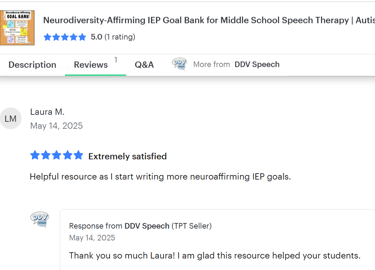 5 star customer review for neurodiversity goals bank