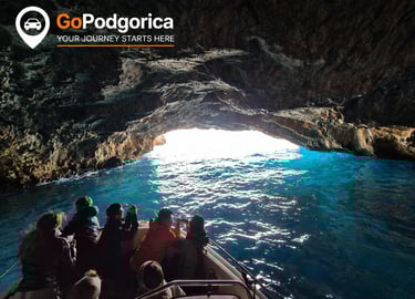 Inside the Blue Cave in Kotor Bay - one of the most iconic stops during a boat tour in Montenegro