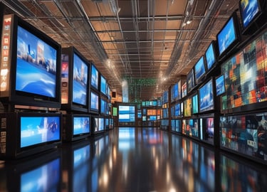 An artistic bento grid illustration highlighting three distinct tiles with vibrant colors.