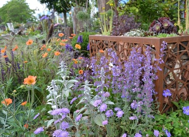 Casrleen Osborne show garden Corten steel planter