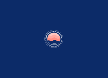 blue and coral logo with ocean waves in a circle with purpose for earth foundation text