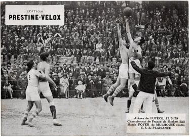 circa 1930 Prestine-Velox Championnat de France de Baskett-Ball Match Foyer de Mulhouse rare French 
