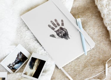 Gepersonaliseerde handomtrek tekening met tijger geprint op harde kaft journal notitieboek dagboek cosy