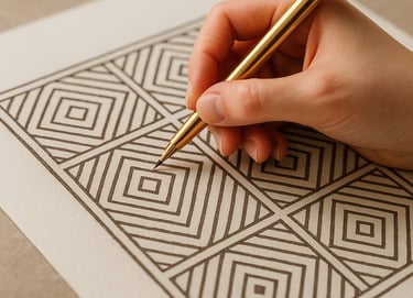 Hand-drawn rug design consultation sketch - Vezari Living