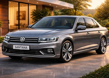 comparação entre vw Santana clássico e vw Santana conceito 2026 mostrando evolução de geração