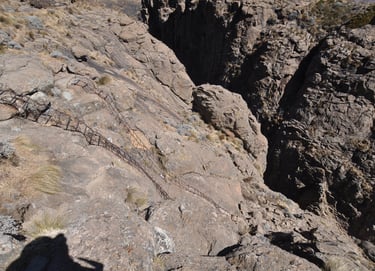 The chain ladder ascent, Sentinel Peak, Drakensberg mountains, South Africa.