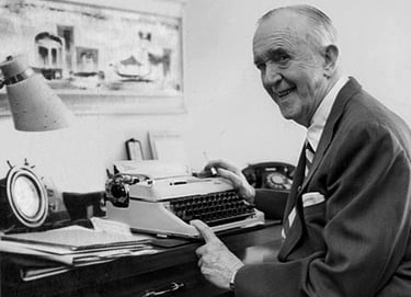 Stan Laurel at desk Nutty Nut News Network