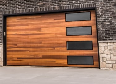 New wooden garage door installation 