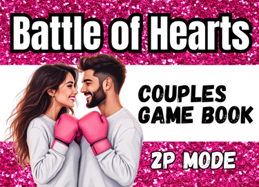 a couple in pink boxing gloves with the words battle of hearts