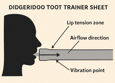 image of person blowing air into a didgeridoo in a 2D viewng