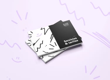 maqueta de la guía de servicios y tarifas de Blanck&White design studio