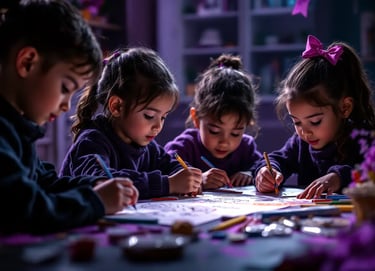 a group of children's children's children's drawing on paper