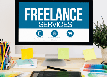 a desktop computer monitor screen displaying a freelance