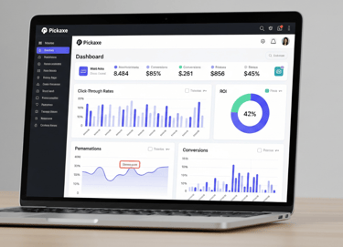 Close-up of Pickaxe AI data dashboard with charts