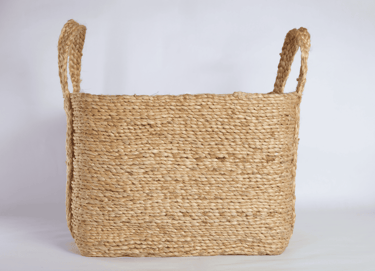 Handwoven large jute storage basket with handles, eco-friendly storage solution
