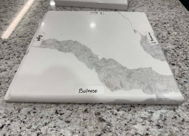 Full bullnose countertop edge with smooth rounded finish