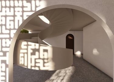 Curved staircase design, house of the future 2024