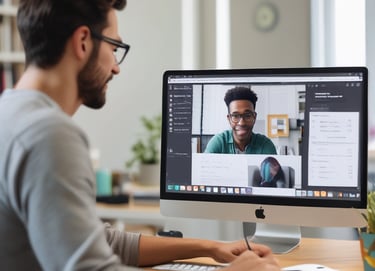 A warm, inviting study space with books, a laptop, and a cup of tea.