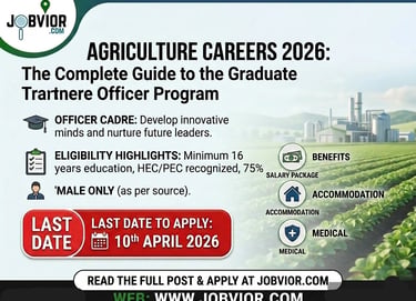 Graduate Trainee Agriculture Officers Program 2026 jobs advertisement for agronomy, soil science, pl