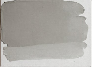 A close-up photograph of a canvas showing layers of translucent paint in shades of #6B705C and #C8C0B2. The texture of the canvas is visible, suggesting a tactile and personal touch. The mood is modern and clean.