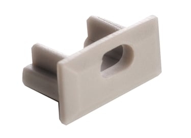 Tapones finales para perfiles LED: terminales en colores blanco, gris o negro.