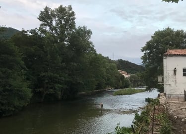 Fly fishing on the River Aude in Quillan Pyrenees