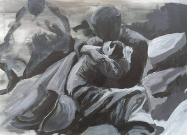 Troost, 65 x 45 cm, acryl op papier   