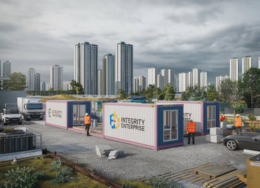 AI Image of Portable Cabins at a construction project site.