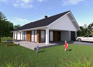 Dom parterowy z wjazdem od południa- Rogowo
