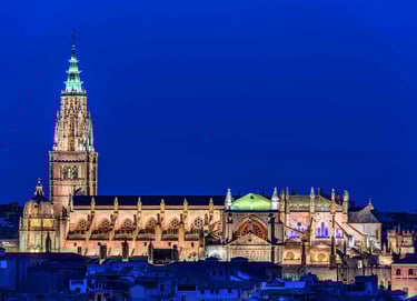 Toledo Cathedral at night. Spain