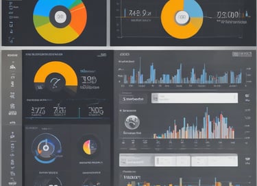 A focused professional analyzing complex data visualizations on multiple screens in a modern office.