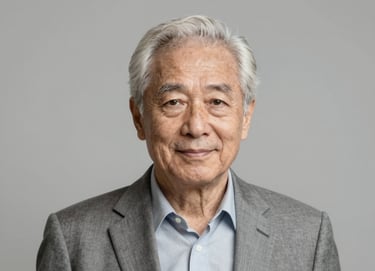 A sophisticated senior portrait with a professional flair, featuring contemporary composition and neutral tones of #6E6D74 and #F7F5F0. High-quality artistic photography.