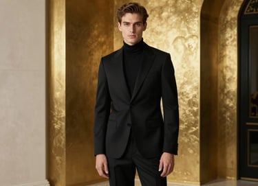 An artistic, high-fashion portrait session in progress within a luxurious Turkish / Istanbul interior. The scene uses a palette of deep charcoal black and metallic warm gold with a minimalist, premium aesthetic.