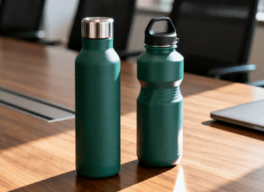 Stainless steel vacuum insulated water bottles with durable emerald green powder coating.
