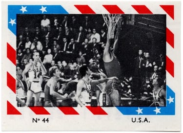 1964 Dutch Bobbie Milou Bubble Gum Card #44 Team USA Basketball