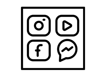 a social media icon with link to /social media page.