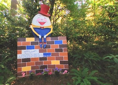 Salem, OR - Enchanted Forest with fairytale scenes on the wooded paths like Humpty Dumpty