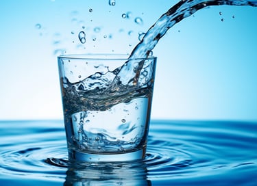 a glass of clean drinkable water 