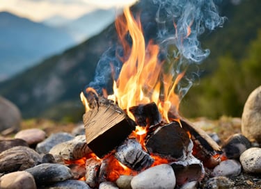 a fire pit with rocks bushcraft