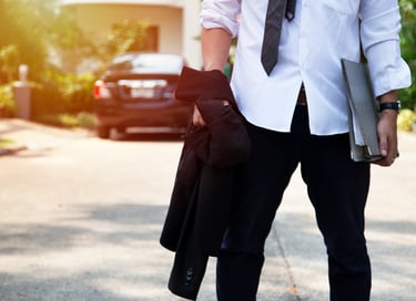 a man in a white shirt and tie having personal crisis