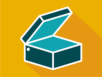 a green box with hinged