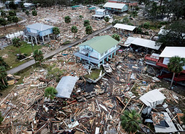 An aerial view of damage from Hurricane Helene.