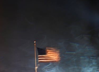 An American flag waves ahead of Hurricane Milton's approach on October 9, 2024.