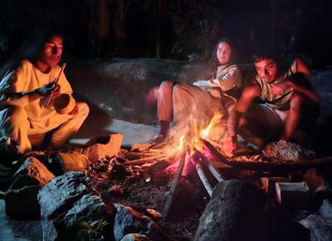 Bonfire in the Kogui village, Kogui people, Indigenous culture