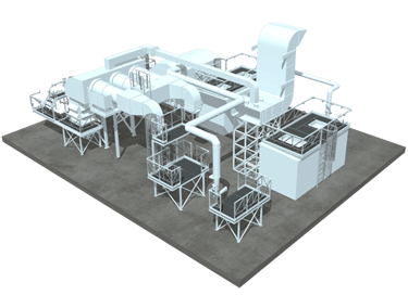 Modelo 3D de planta industrial generado tras el escaneo láser de una obra terminada